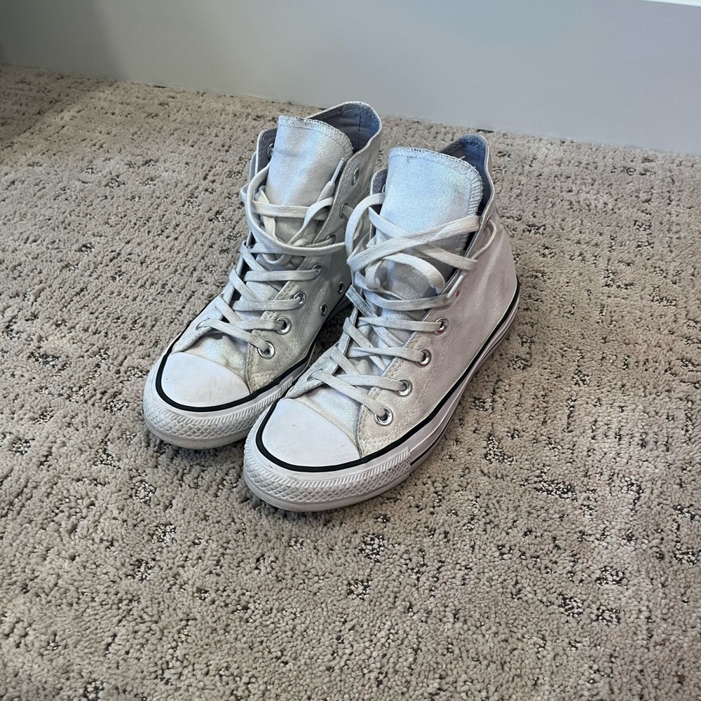 Womens sparkly white hightop converse